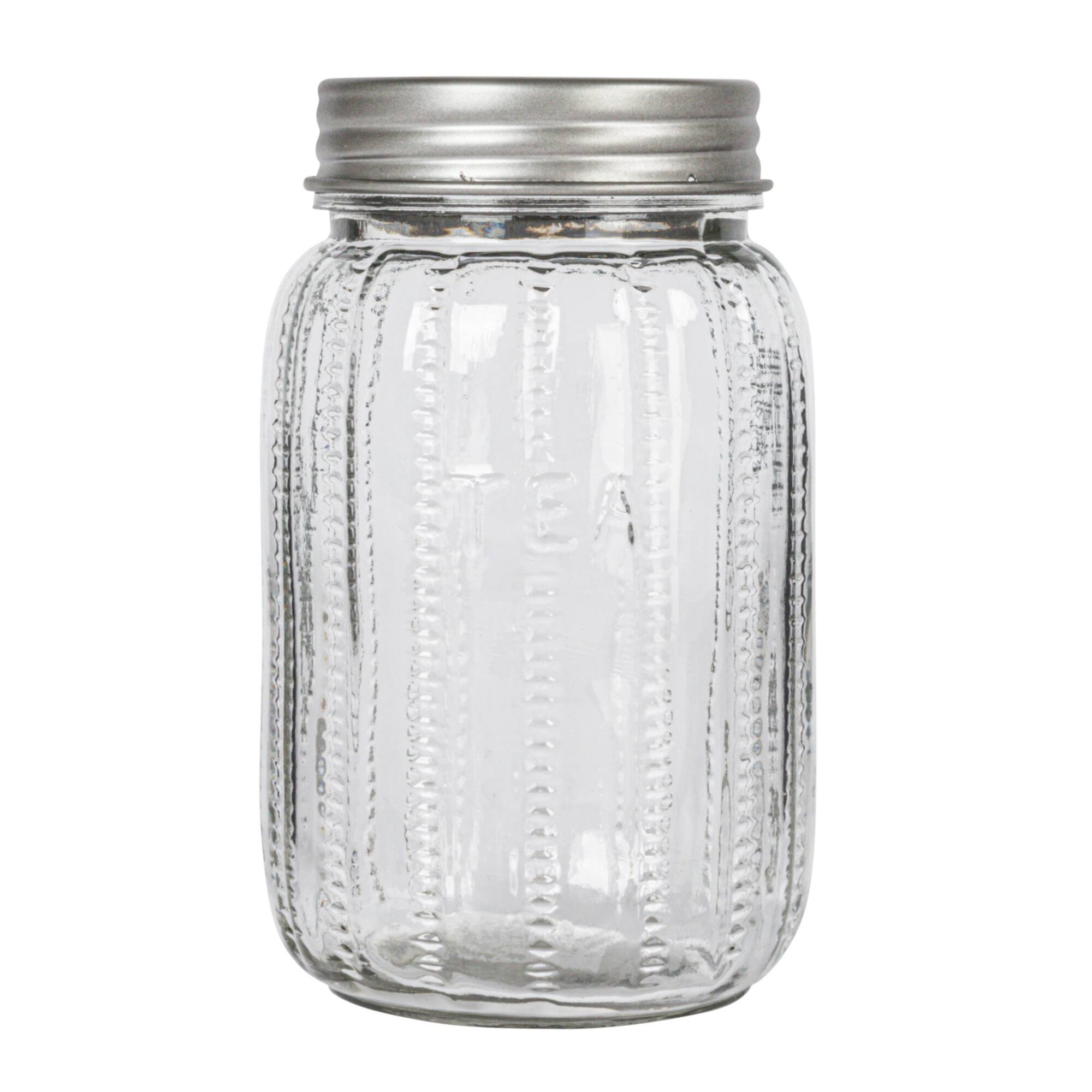 Hello Honey Tea Embossed Glass Jar with Metal Lid